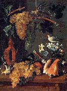 Juan de Espinosa Still-Life with Grapes, Flowers and Shells oil painting on canvas